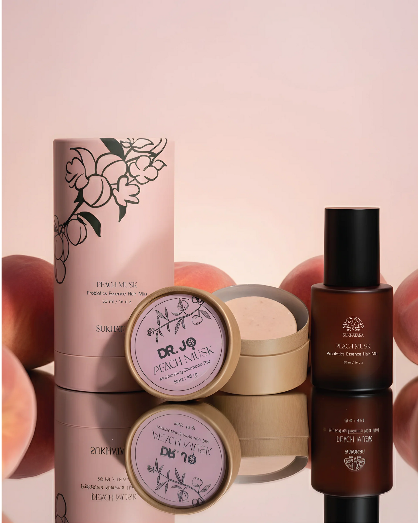 Peach Musk Probiotics Essence Hair Mist + Dr Jo’s Moisturizing Shampoo — Bundle