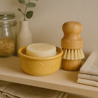 Bamboo dish scrub brush for sustainable cleaning