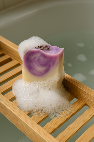 Himalayan Lavender soap creating creamy gentle lather