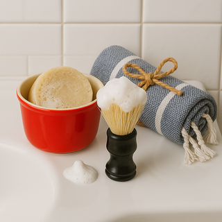 Handcrafted shaving soap and brush kit