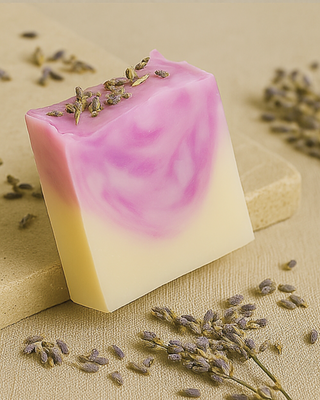 Natural lavender soap with purple clay and essential oil