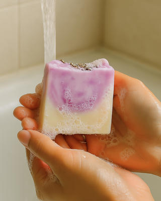 Lavender exfoliating soap with oatmeal for sensitive skin