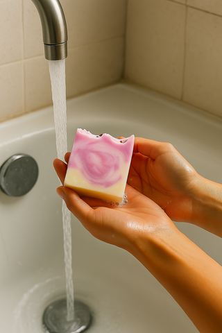 Natural lavender soap with purple clay and essential oil