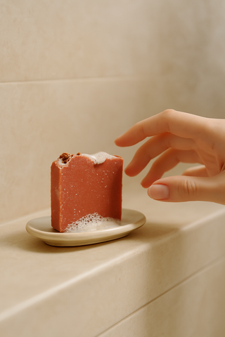 Premium herbal soap with warm woody fragrance